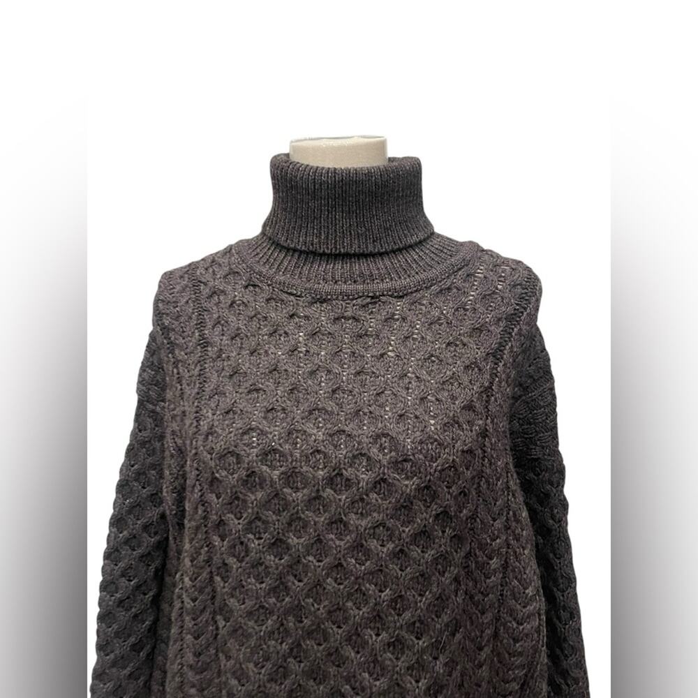 Aran Sweater Market Women's Cable Knit Turtleneck Sweater - Gray in size L - Picture 2 of 8